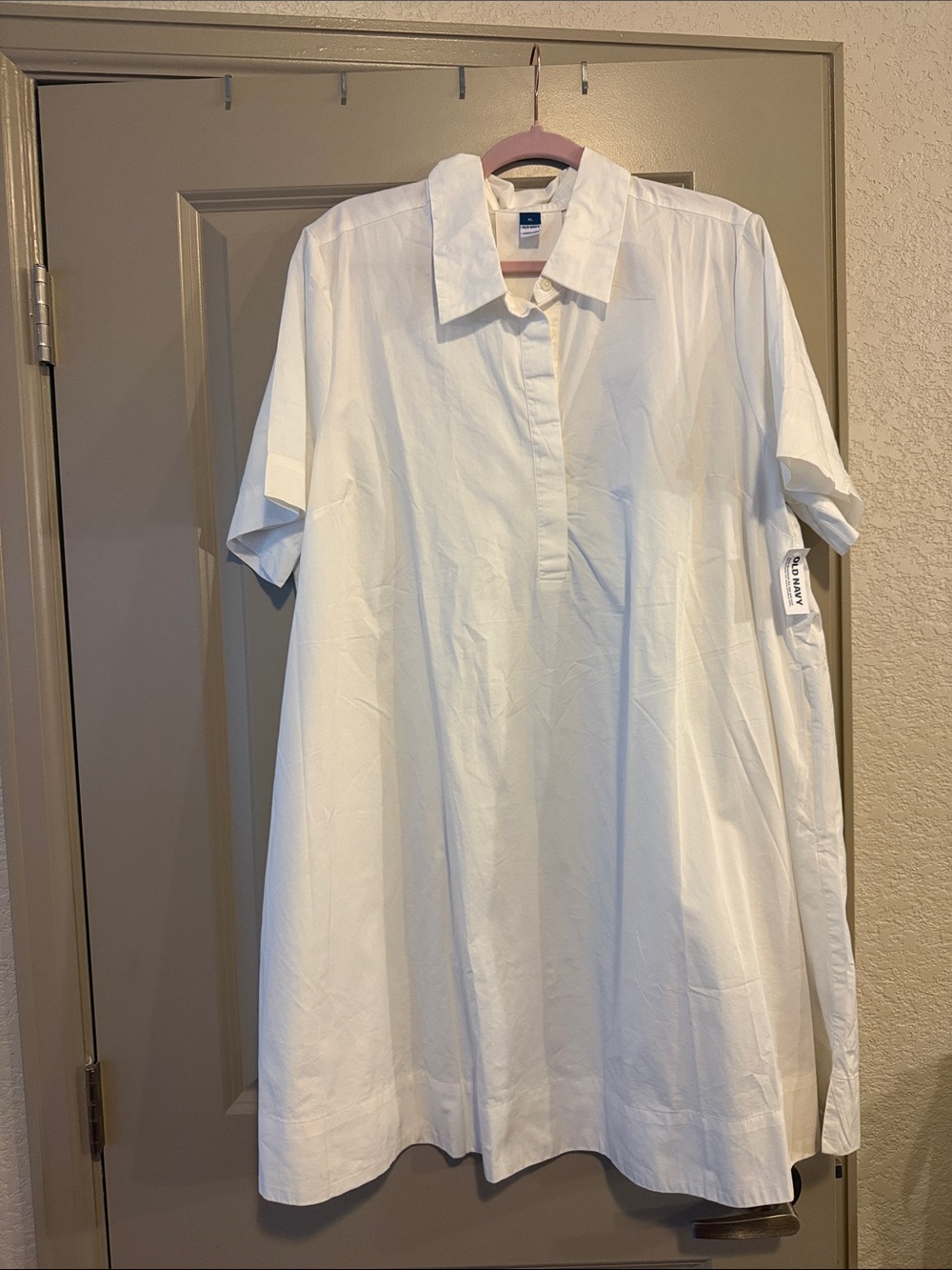 Old Navy  White Short-Sleeve Collared Shirt Dress